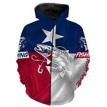 Load image into Gallery viewer, Chinook Salmon (King Salmon) Fishing Texas Flag Customize name All over print shirt NQS453