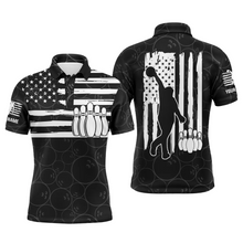 Load image into Gallery viewer, Custom black bowling shirt for men – personalized team jersey front view