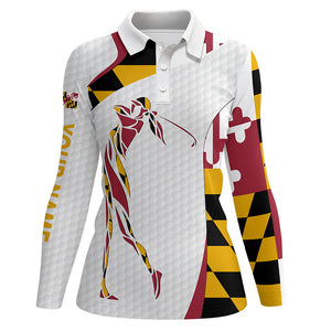 Personalized Maryland flag patriot golf white Womens golf polo shirts custom name golf gifts NQS6355