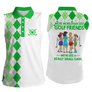Womens sleeveless polo shirts multi-color argyle plaid we're more than golf friends we're small gang NQS4904