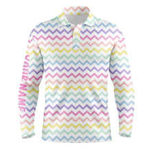 Load image into Gallery viewer, Rainbow Colors pattern golf shirts custom name Mens golf polo shirts, mens golf polo tops NQS4924