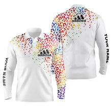 Load image into Gallery viewer, Mens golf polo shirt watercolor leopard golf addicted custom name golf gifts for men, dad NQS4146