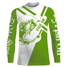 Load image into Gallery viewer, Largemouth Bass fishing clothes green Custom upf fishing Shirts, custom fishing shirts with hood NQS3082
