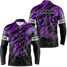 Load image into Gallery viewer, Personalized Skull Bowling polo Shirt for men Custom Team's Name Purple camo Bowler Jerseys NQS7322