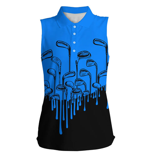 Blue and black golf clubs Women sleeveless polo shirt female golf attire, golfing gifts NQS6431