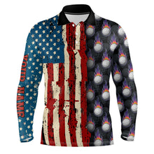 Load image into Gallery viewer, Vintage American flag Mens golf polos shirts custom golf ball pattern golf polo shirt for mens NQS6889