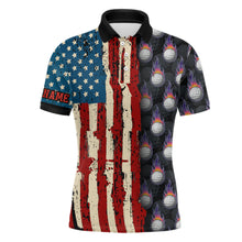 Load image into Gallery viewer, Vintage American flag Mens golf polos shirts custom golf ball pattern golf polo shirt for mens NQS6889