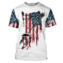 Load image into Gallery viewer, Archery Bowfishing American flag Patriotic custom name UV protection Shirt, Personalized gifts FSD3196
