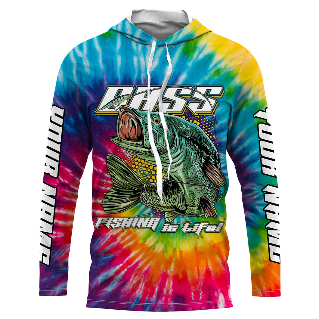Personalized Bass Fishing Tie Dye 3D All over print Shirt, Personalized Fishing Clothes UPF30+ FSD3105