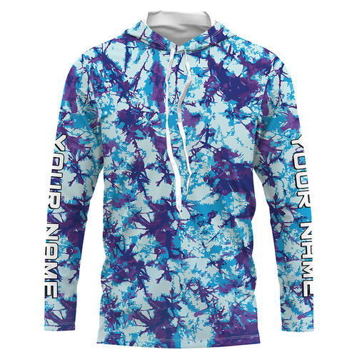 Violet and blue Tie Dye Custom printed Shirt, Blue performance UV protection Fishing shirt FSD3363