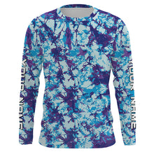 Load image into Gallery viewer, Violet and blue Tie Dye Custom printed Shirt, Blue performance UV protection Fishing shirt FSD3363
