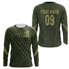 Load image into Gallery viewer, Personalized Motocross Jersey UPF30+ Kid&amp;Adult Riders Military Green Dirt Bike Racing Off-road Motorcycle| NMS618