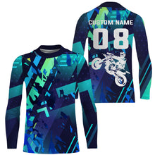 Load image into Gallery viewer, Blue Motocross Jersey Personalized UPF30+ Kid&amp;Adult Riders Dirt Bike Racing Off-road Motorcycle| NMS622