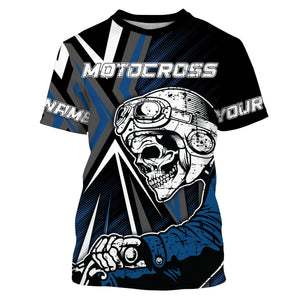 Extreme Motocross Custom Jersey T-shirt UV Protect, Skull Biker UPF 30+ Youth Long Sleeves Shirt| NMS361