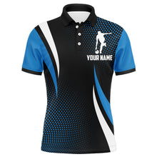 Load image into Gallery viewer, Funny Bowling Shirt for Men, Custom Name Strike Blue Polo Bowling Shirt, Men's Bowling Jersey NBP155