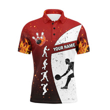 Load image into Gallery viewer, Red Flame Bowling Shirt for Men, Personalized Name Bowling Lovers Vintage Bowler Jersey NBP123