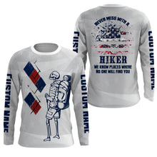 Load image into Gallery viewer, Never Mess with Hiker Personalized Jersey T-Shirt for Men 3D Hiking Long Sleeves Hiker Skull Mountain Shirt UPF30+ SP10