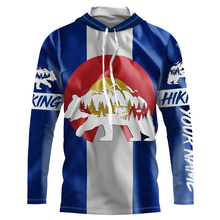 Load image into Gallery viewer, CO Hiking Custom Colorado Flag Bear in Forest Hiker Custom Name Sun Protection UPF30+ Gift for Hikers| SP30