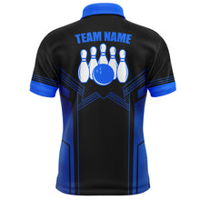 Load image into Gallery viewer, Blue Bowling Shirt For Men Custom Name Bowling Polo Shirt Men's Bowling Team Jersey BDT21