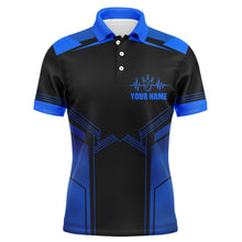 Load image into Gallery viewer, Blue Bowling Shirt For Men Custom Name Bowling Polo Shirt Men's Bowling Team Jersey BDT21