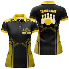 Load image into Gallery viewer, Yellow Bowling Polo Shirt for Women Custom Bowling Jersey With Name Ladies Bowling Team Shirt BDT67