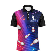 Load image into Gallery viewer, Navy Bowling Shirt For Men Custom Name Polo Bowling Jersey Men's 3D Bowling Team Shirt BDT45