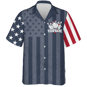 Hawaiian Bowling Shirt For Men Women American Flag Bowling Jersey Custom Bowling Team Shirt BDT51