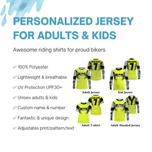 Load image into Gallery viewer, Custom dirt bike jersey adult kid UPF30+ motocross racing green off-road motorcycle racewear NMS968