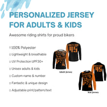 Load image into Gallery viewer, Orange Motocross Jersey Custom Number UPF30+ No Guts No Glory MX Racing Dirt Bike Jersey NMS1203