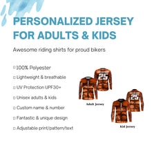 Load image into Gallery viewer, Custom motocross jersey orange muscle UPF30+ kid men women MX racing dirt bike off-road motorcycle NMS1067