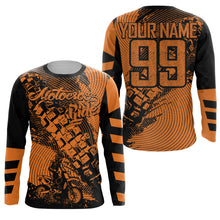 Load image into Gallery viewer, Kids Men custom orange dirt bike jersey Motocross MX racing UPF30+ motorcycle off-road shirt  PDT158
