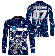 Load image into Gallery viewer, Extreme Motocross skull personalized jersey blue UPF30+ dirt bike long sleeves motorcycle bikers NMS1054