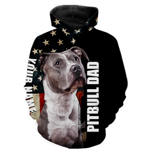 Load image into Gallery viewer, Pitbull Dad American Flag Hoodie Long Sleeve| Custom Name Pitbull Shirt for Pitbull Dad Pitbull Lover| JTSD283