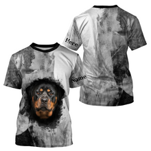 Load image into Gallery viewer, Love Rottweiler Hoodie Long Sleeve T-shirt| Custom Name All Over Print Rottweiler Shirt for Dog Owner JTSD278