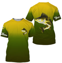 Load image into Gallery viewer, Walleye fishing ChipteeAmz's art custom name with angry Walleye fish art UV protection shirts AT029