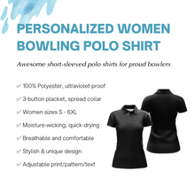 Load image into Gallery viewer, Custom Bowling Polo Shirt for Women Blue Bowling Jersey With Name Ladies Bowling Team League Shirt BDT87