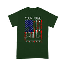 Load image into Gallery viewer, American flag fisherman kayak fishing custom name US fishing rod D05 NQS1244- Standard T-shirt