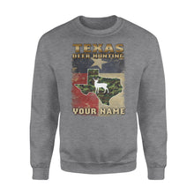 Load image into Gallery viewer, Texas deer hunting personalized gift custom name - Standard Crew Neck Sweatshirt