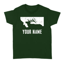 Load image into Gallery viewer, Montana Elk Hunting Custom Name Shirt Bull Elk MT State Shape Standard Women's T-shirt FSD1808D05
